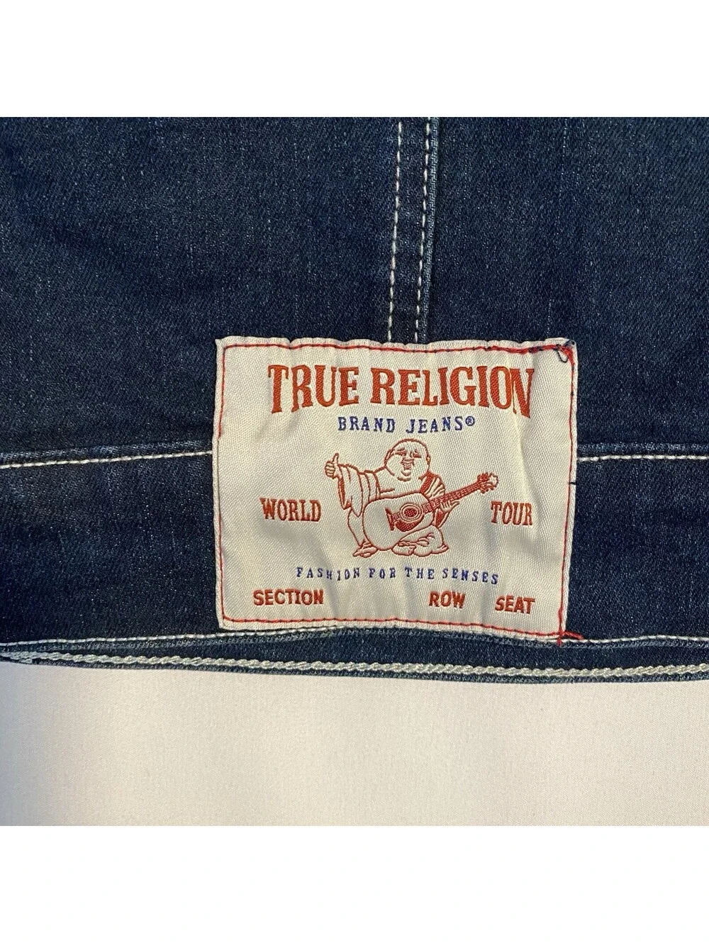 True Religion Jacket Men's L Blue Cotton Denim Western Faded Collared $184 MSRP